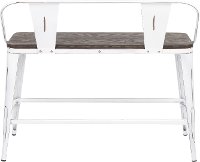 BC26-OR-VWE Farmhouse White and Brown Metal Counter Height Bench - Oregon-3