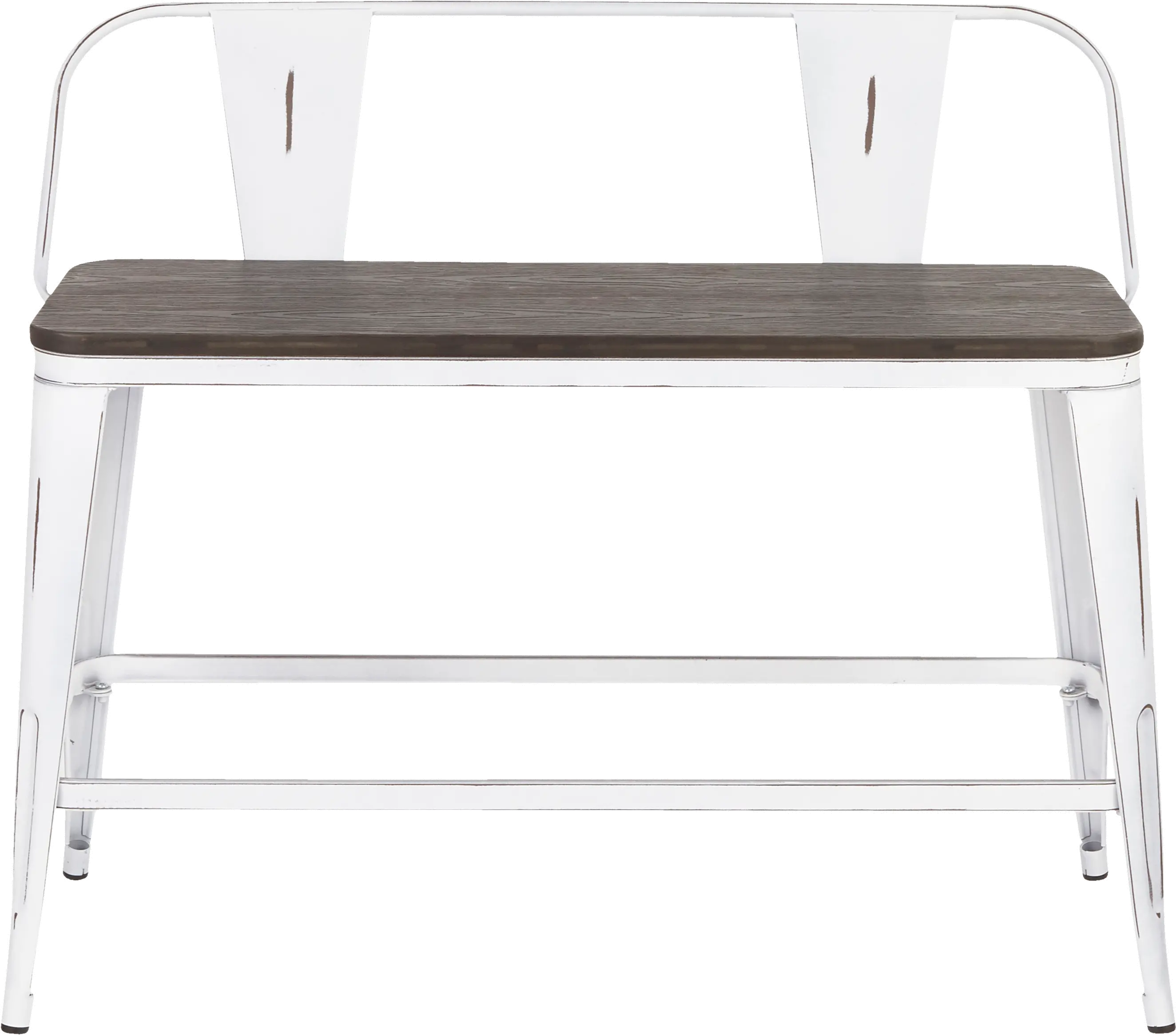 BC26-OR-VWE Farmhouse White and Brown Metal Counter Height Bench - Oregon-4