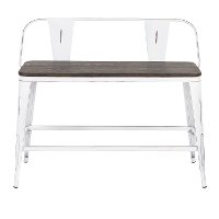 BC26-OR-VWE Farmhouse White and Brown Metal Counter Height Bench - Oregon-4