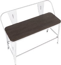 BC26-OR-VWE Farmhouse White and Brown Metal Counter Height Bench - Oregon-5