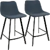 CS-OUTLW BK+BU2 Industrial Faux Blue Leather Counter Height Stool (Set of 2) - Outlaw