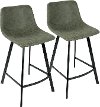 CS-OUTLW-BK-GN2 Industrial Faux Green Leather Counter Height Stool (Set of 2) - Outlaw