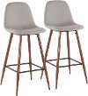 BS-PEB-WL-LGY2 Mid Century Modern Light Gray and Brown Bar Stool (Set of 2) - Pebble