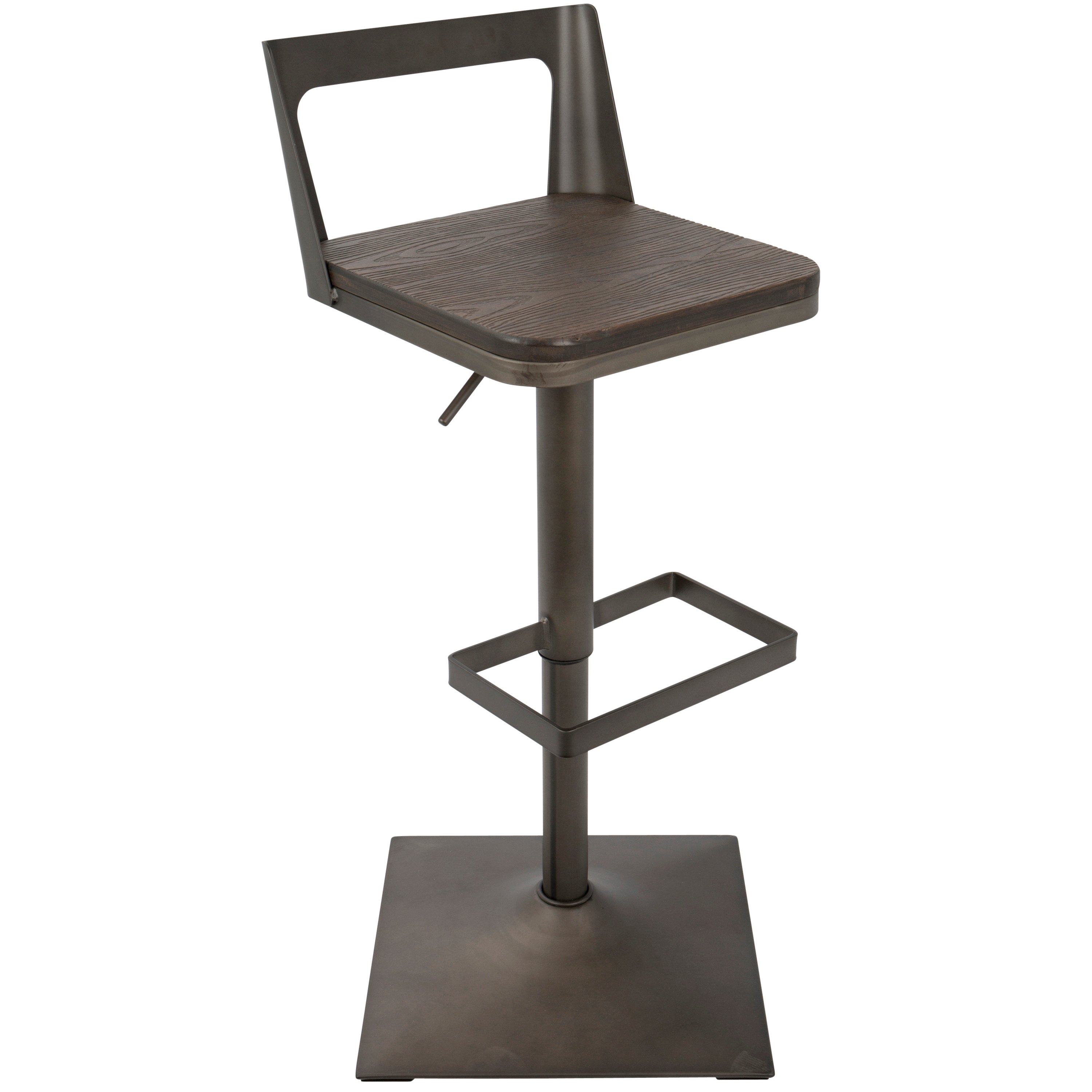 BS-SAMR-AN-ESP Industrial Antique Metal and Brown Adjustable Stool - Samurai-1