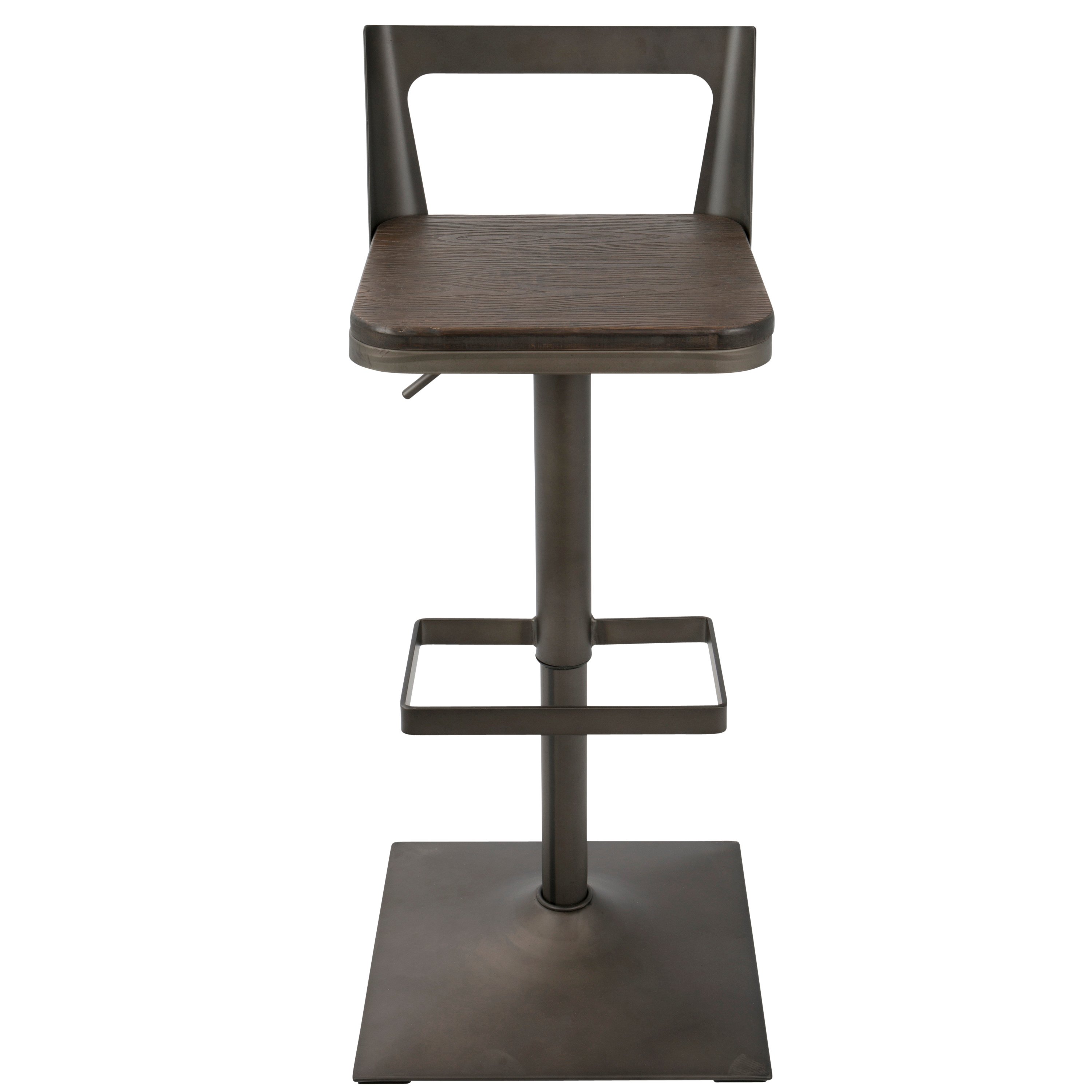 BS-SAMR-AN-ESP Industrial Antique Metal and Brown Adjustable Stool - Samurai-2