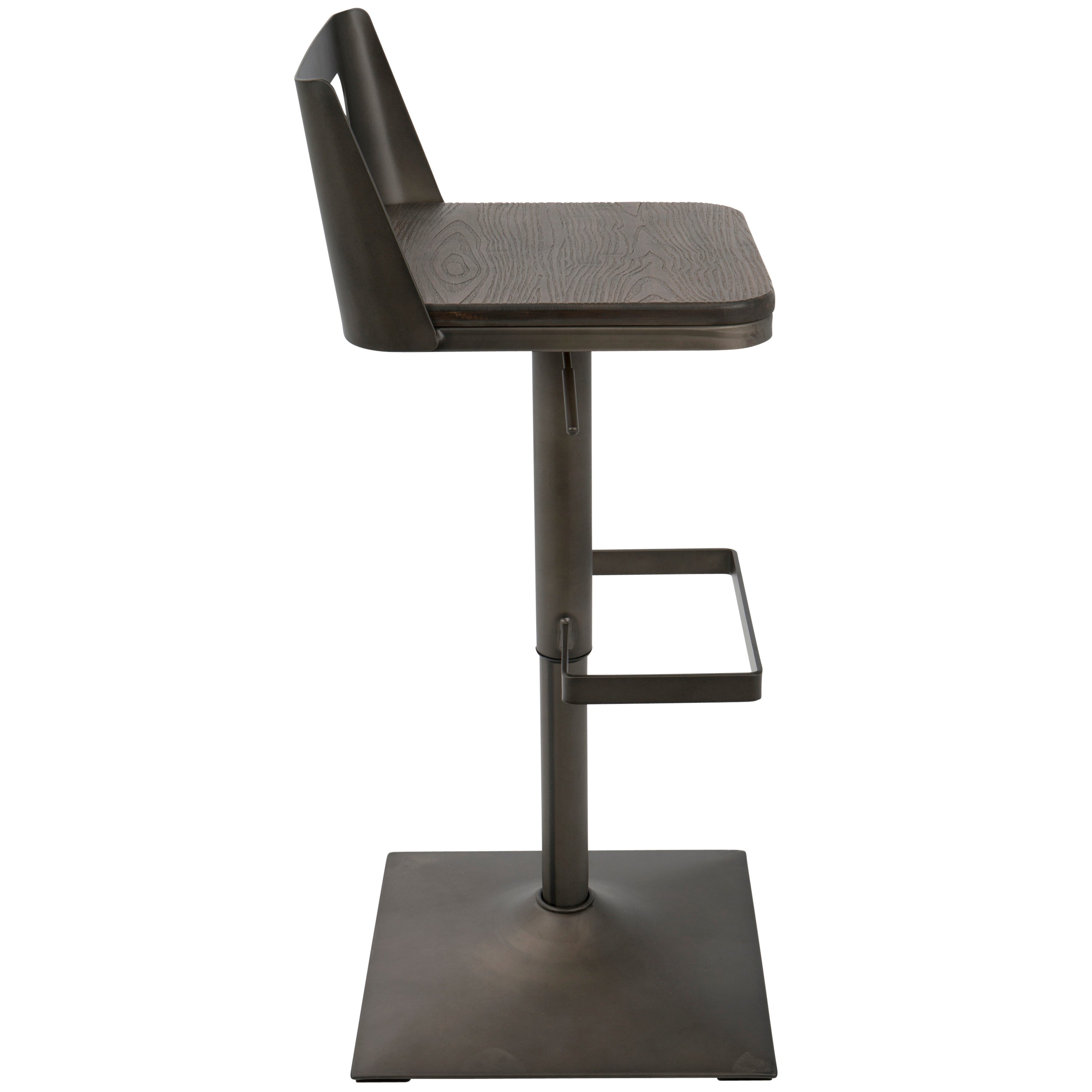 BS-SAMR-AN-ESP Industrial Antique Metal and Brown Adjustable Stool - Samurai-3