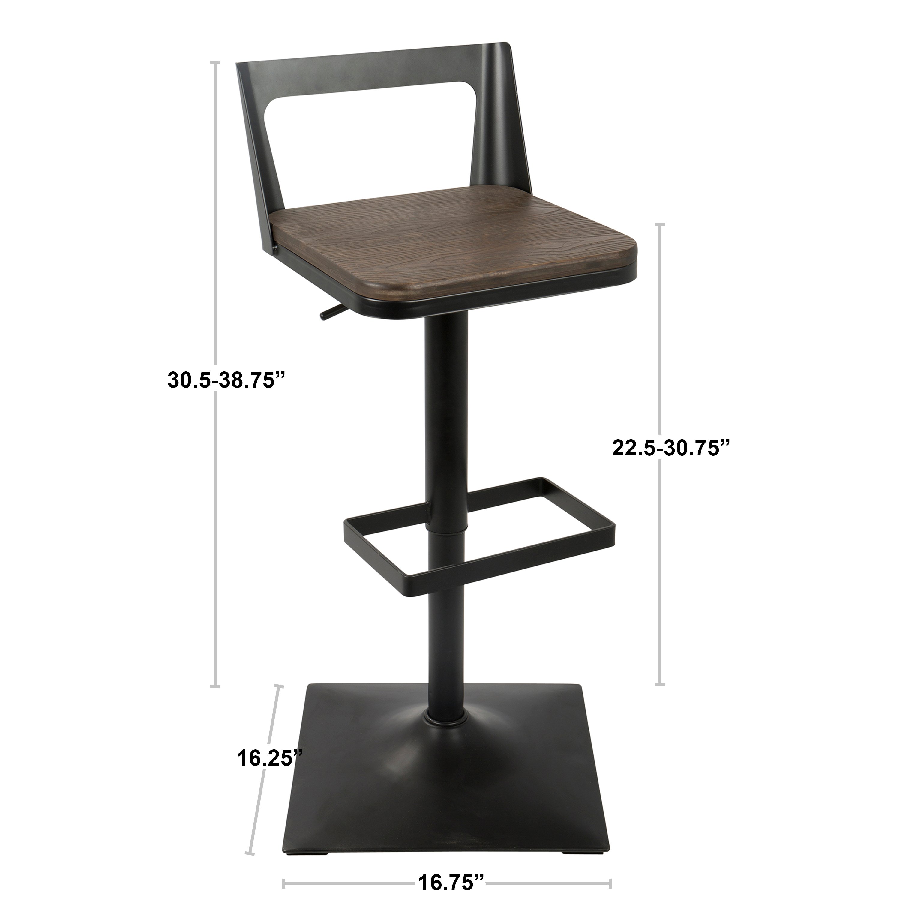 BS-SAMR-AN-ESP Industrial Antique Metal and Brown Adjustable Stool - Samurai-6