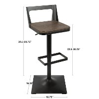 BS-SAMR-AN-ESP Industrial Antique Metal and Brown Adjustable Stool - Samurai-6