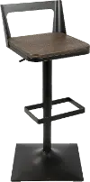 BS-SAMR BK+ESP Industrial Black Metal and Brown Adjustable Stool - Samurai