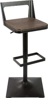 BS-SAMR-BK-ESP Industrial Black Metal and Brown Adjustable Stool - Samurai