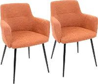 CH-ANDRW-BK-O2 Andrew Orange & Black Dining Room Chair, Set of 2