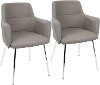 CH-ANDRW-GY2 Contemporary Gray and Chrome Upholstered Dining Room Chair (Set of 2) - Andrew