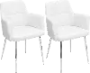 CH-ANDRW W2 Andrew White & Chrome Dining Room Arm Chair (Set of 2)