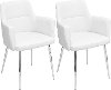 CH-ANDRW-W2 Contemporary White and Chrome Upholstered Dining Room Chair (Set of 2) - Andrew