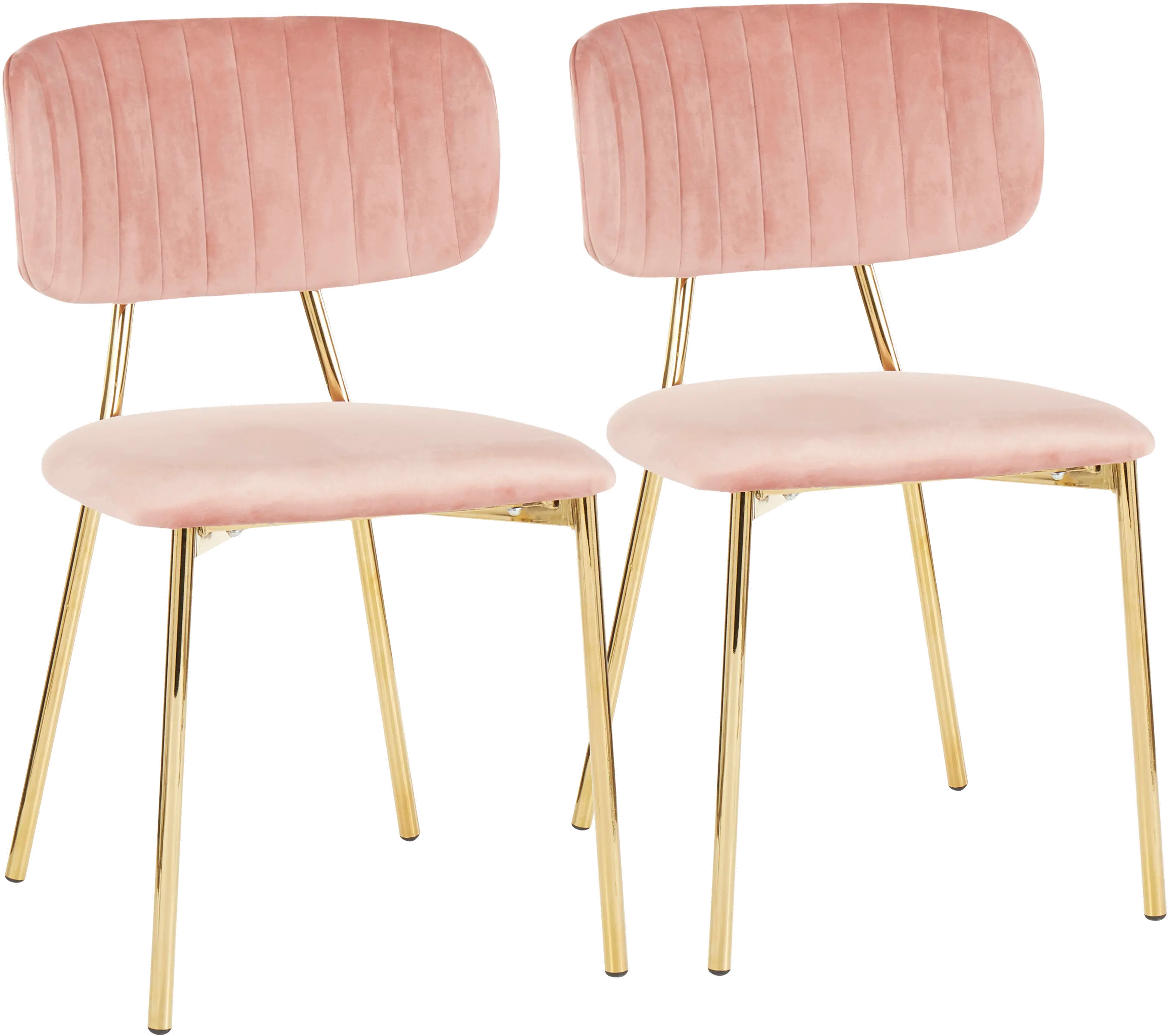 CH-BOUTON-AUVPK2 Contemporary Pink and Gold Dining Room Chair (Set of 2) - Bouton-1