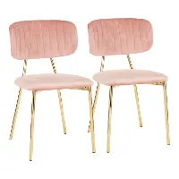 CH-BOUTON-AUVPK2 Contemporary Pink and Gold Dining Room Chair (Set of 2) - Bouton
