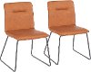 CH-CASPER-BKCAM2 Industrial Camel Brown Faux Leather Dining Room Chair (Set of 2) - Casper
