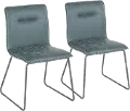CH-CASPER BKGN2 Casper Green Faux Leather Dining Room Chair (Set of 2)