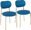 CH-CHLOE-AUSBU2 Contemporary Blue and Gold Dining Room Chair (Set of 2) - Chloe
