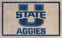 COLUS10120X30 2 x 3 X-Small Utah State Pewter Gray and Blue Area Rug - Luxury Sports