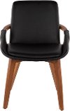 CH-COSMO-WL-BK Mid Century Black Faux Leather Dining Arm Chair - Cosmo