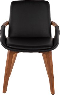 CH-COSMO-WL-BK Mid Century Black Faux Leather Dining Arm Chair - Cosmo