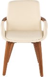 CH-COSMO-WL-CR Mid Century Cream Faux Leather Dining Arm Chair - Cosmo