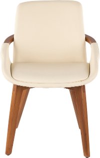 CH-COSMO-WL-CR Mid Century Cream Faux Leather Dining Arm Chair - Cosmo
