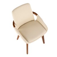 CH-COSMO-WL-CR Mid Century Cream Faux Leather Dining Arm Chair - Cosmo-2