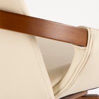 CH-COSMO-WL-CR Mid Century Cream Faux Leather Dining Arm Chair - Cosmo-3