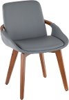 CH-COSMO-WL-GY Mid Century Gray Faux Leather Dining Arm Chair - Cosmo