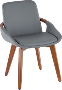 CH-COSMO-WL-GY Mid Century Gray Faux Leather Dining Arm Chair - Cosmo