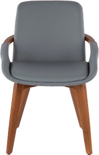 CH-COSMO-WL-GY Mid Century Gray Faux Leather Dining Arm Chair - Cosmo-5