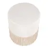 OT-FRINGE-VCR Contemporary Cream Velvet Ottoman with Fringe Detailing