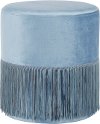 OT-FRINGE-VLBU Contemporary Powder Blue Velvet Ottoman with Fringe Detailing
