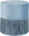 OT-FRINGE-VLBU Contemporary Powder Blue Velvet Ottoman with Fringe Detailing