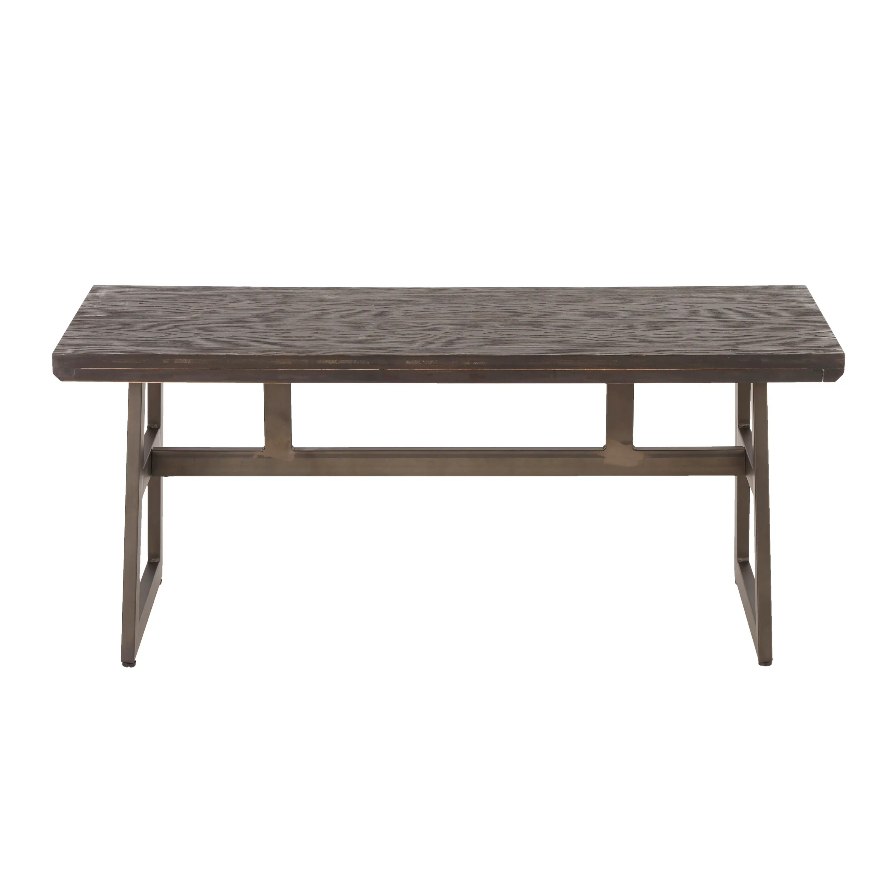 BC-GEO-ANE Antique Metal and Espresso Wood-Pressed Grain Bamboo Bench - Geo-1