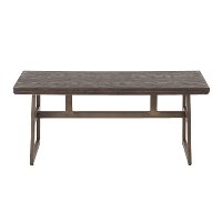 BC-GEO-ANE Antique Metal and Espresso Wood-Pressed Grain Bamboo Bench - Geo