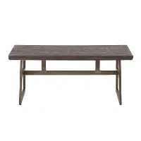 BC-GEO-ANE Antique Metal and Espresso Wood-Pressed Grain Bamboo Bench - Geo