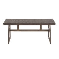BC-GEO-ANE Antique Metal and Espresso Wood-Pressed Grain Bamboo Bench - Geo-2
