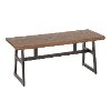 BC-GEO-BKBN Black Metal and Brown Wood-Pressed Grain Bamboo Bench - Geo