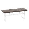 BC-GEO-VWE White Metal and Espresso Wood-Pressed Grain Bamboo Bench - Geo