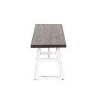 BC-GEO-VWE White Metal and Espresso Wood-Pressed Grain Bamboo Bench - Geo-2