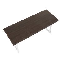 BC-GEO-VWE White Metal and Espresso Wood-Pressed Grain Bamboo Bench - Geo-4