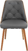 CH-JY-GNN-WL-GY Mid Century Gray and Brown Faux Leather Dining Room Chair - Gianna