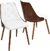 CH-JY-GNN-WL-W Mid Century White and Brown Faux Leather Dining Room Chair - Gianna