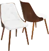 CH-JY-GNN WL+W Mid Century White and Brown Faux Leather Dining Room Chair - Gianna