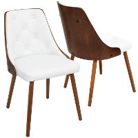 CH-JY-GNN-WL-W Mid Century White and Brown Faux Leather Dining Room Chair - Gianna