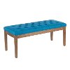 BC-JACKSON-WLBU Contemporary Walnut Bench with Blue Upholstered Top - Jackson