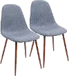 CH-PEB WL+BU2 Mid Century Blue Dining Room Chair (Set of 2) - Pebble